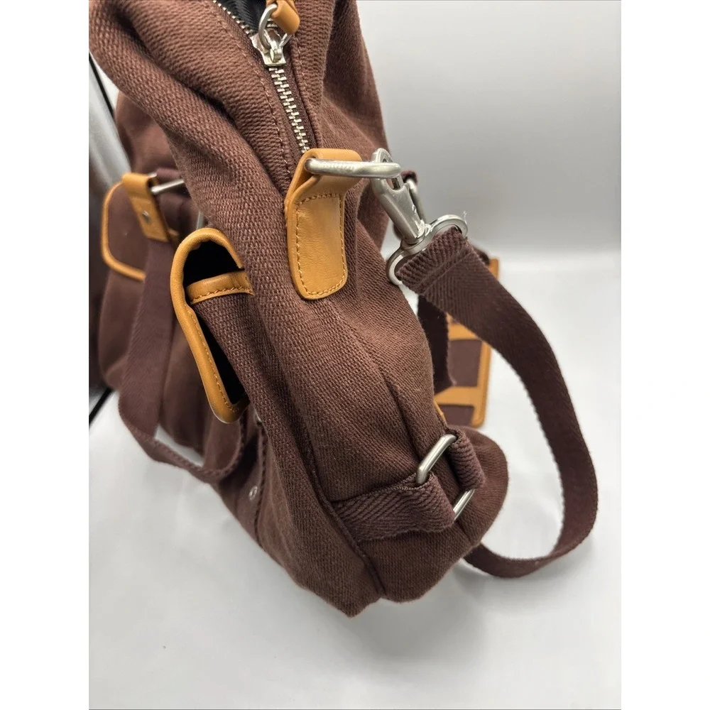 Bodhi Brown Canvas Travel Messenger Laptop Bag Leather Trim